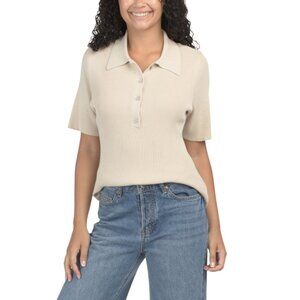 TAHARI ASL Ecru Short Sleeve Knit Top
